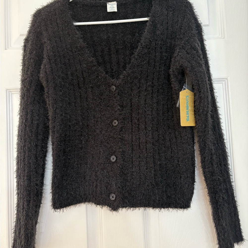 Thereabouts Girls Black Cardigan Sweater Classic Knit large plus